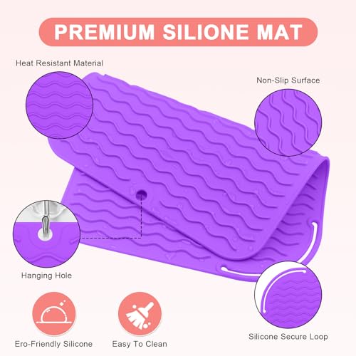Suafrnut Plus Size Silicone Heat Resistant Mat, Portable Travel Hot Tools Pad Cover for Curling Iron, Flat Iron, Hair Straightener and Other Hair Styling Tools(12.0" x 9.0") - Image 3