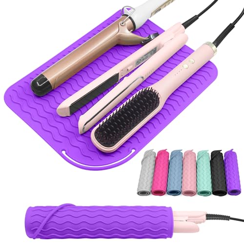 Suafrnut Plus Size Silicone Heat Resistant Mat, Portable Travel Hot Tools Pad Cover for Curling Iron, Flat Iron, Hair Straightener and Other Hair Styling Tools(12.0" x 9.0") - Image 1
