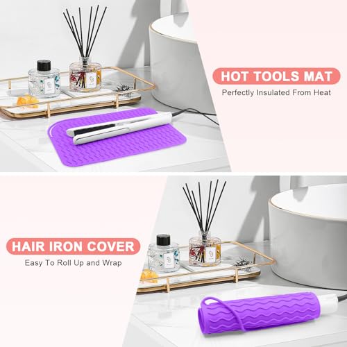Suafrnut Plus Size Silicone Heat Resistant Mat, Portable Travel Hot Tools Pad Cover for Curling Iron, Flat Iron, Hair Straightener and Other Hair Styling Tools(12.0" x 9.0") - Image 5