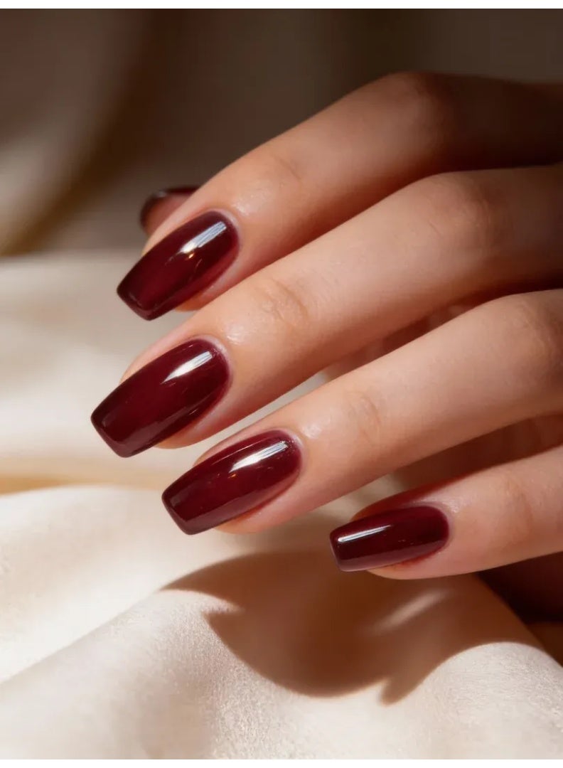 Orange Life Metallic Burgundy Mirror Press On Nails | Chrome Shine Fake Nails | Reusable & Scratch Resistant | Eco ABS Nail Tips | Perfect for Work, Party & Wedding | Natural Fit Without Damage - Image 5