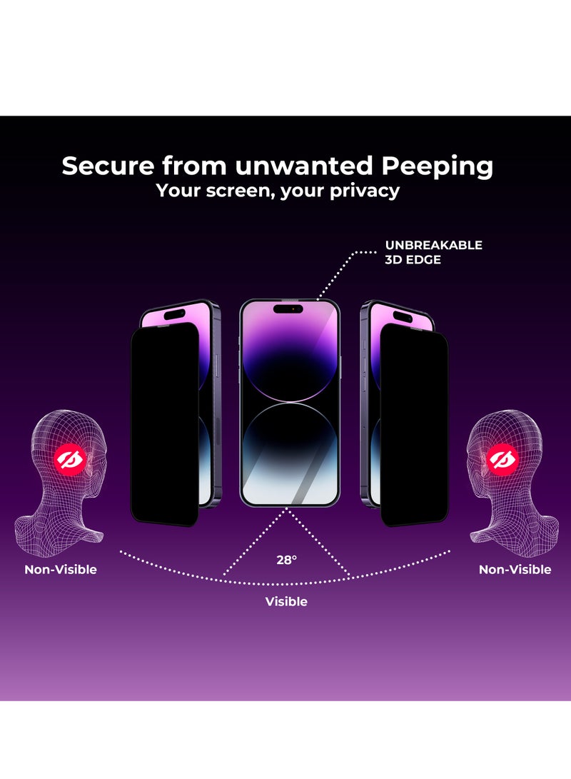 Maxwell Electronics Maxwell 3D Vista Privacy Anti-Peep HD Screen Protector Compatible with iPhone 14 Pro Max Privacy Protection Anti-Static, Oleophobic Coating, Anti-Dust, Easy to Install, Non Bubble Installation - Image 5