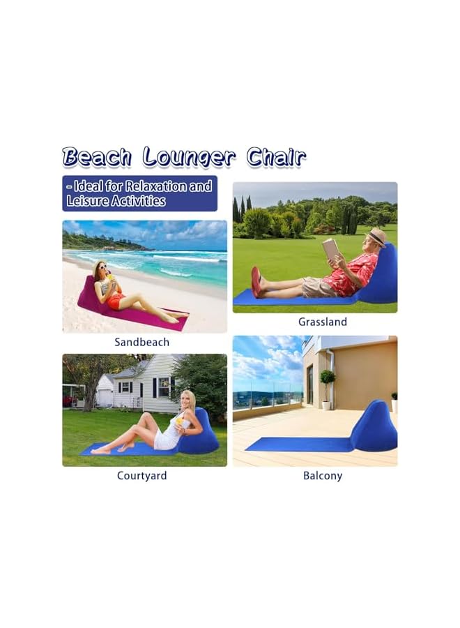 PROMASS 2 Pack Inflatable Beach Mat Lounge Chairs With Back Pillow, Includes 2 Waterproof Cell Phone Pouches, Portable Flocked Leisure Beach Chairs For Beach, Camping, Outdoors, Picnic, And Travel - Image 5
