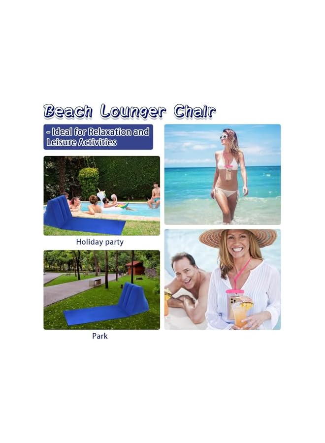 PROMASS 2 Pack Inflatable Beach Mat Lounge Chairs With Back Pillow, Includes 2 Waterproof Cell Phone Pouches, Portable Flocked Leisure Beach Chairs For Beach, Camping, Outdoors, Picnic, And Travel - Image 3
