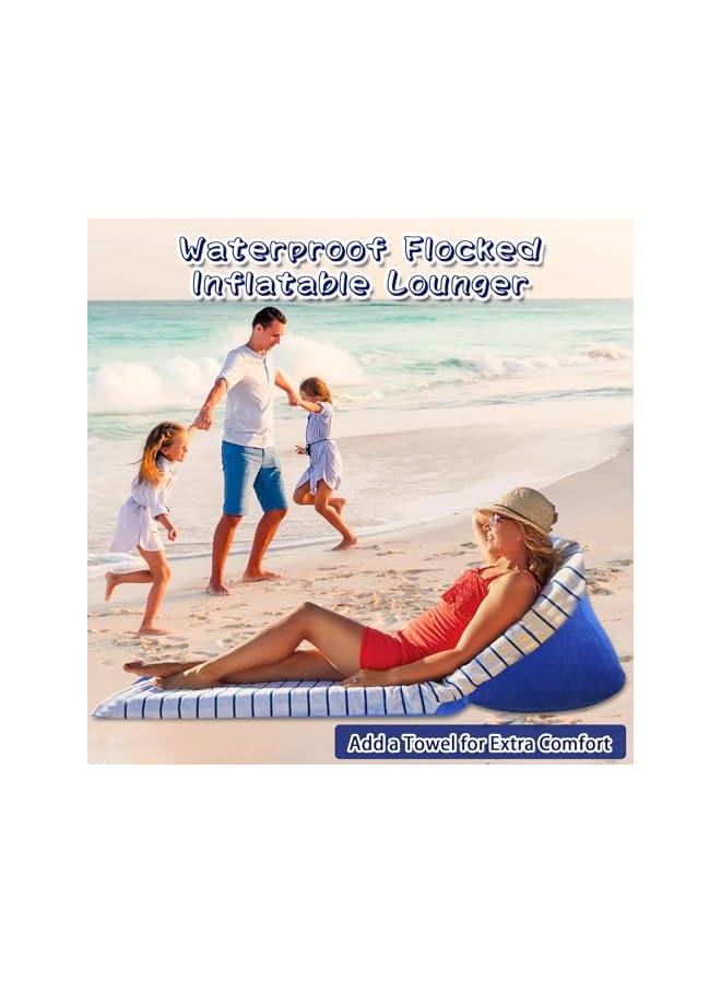 PROMASS 2 Pack Inflatable Beach Mat Lounge Chairs With Back Pillow, Includes 2 Waterproof Cell Phone Pouches, Portable Flocked Leisure Beach Chairs For Beach, Camping, Outdoors, Picnic, And Travel - Image 4