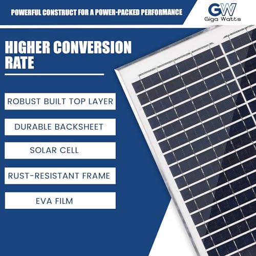 Gigawatts HSL-18W Solar Panel Water Resistant & Durable 18V 1A Power PV Board Portable Charger for Battery Charging Home Camping (Pack of 1) - Image 5