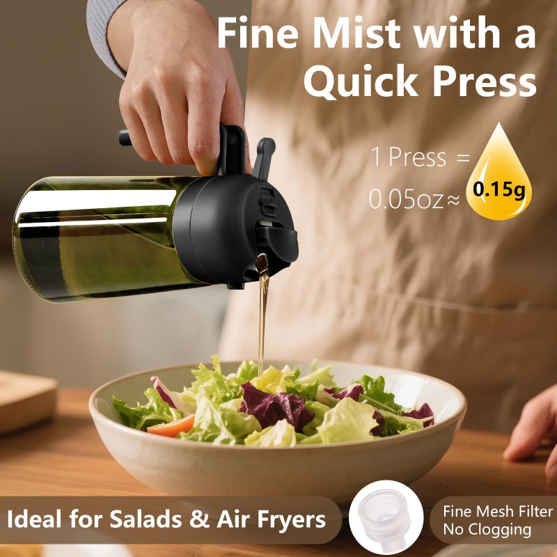 SWEET VIEW 2PCS Olive Oil Dispenser and Oil Sprayer â€“ 16oz/470ml Glass Light-Proof Oil Pourer for Kitchen, Air Fryer, Cooking, Salad, and BBQ - Image 3