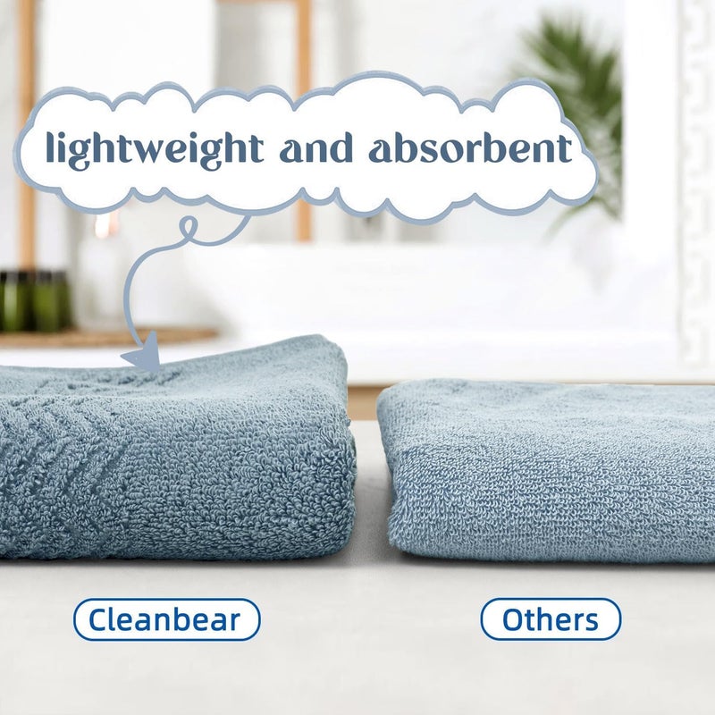 Cleanbear Hand Towel for Bathroom, 100% Cotton, Quick Dry & Lightweight Hand Towels with Wavy Pattern, Lint Free and Durable, 4 Pack, 13 x 28 Inch (Blue-Gray) - Image 3