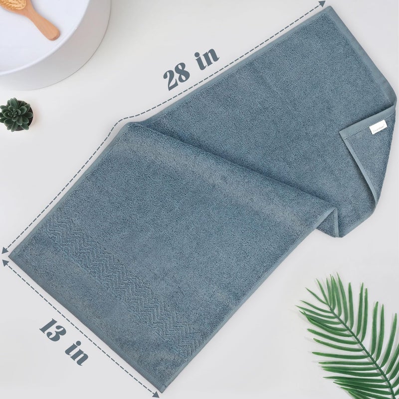 Cleanbear Hand Towel for Bathroom, 100% Cotton, Quick Dry & Lightweight Hand Towels with Wavy Pattern, Lint Free and Durable, 4 Pack, 13 x 28 Inch (Blue-Gray) - Image 2