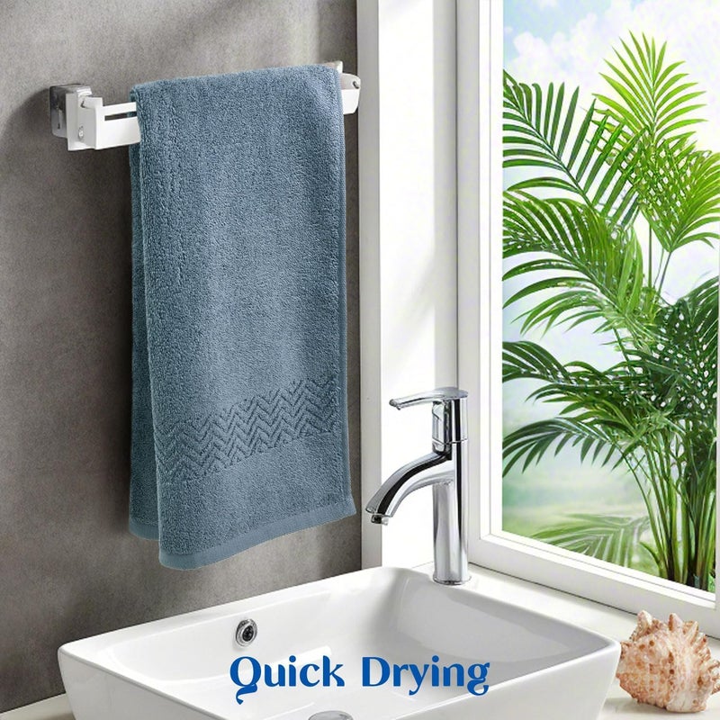 Cleanbear Hand Towel for Bathroom, 100% Cotton, Quick Dry & Lightweight Hand Towels with Wavy Pattern, Lint Free and Durable, 4 Pack, 13 x 28 Inch (Blue-Gray) - Image 5