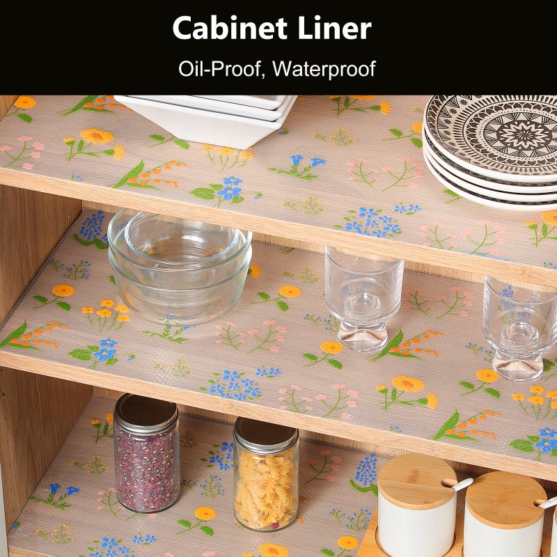 INNOLITES Shelf Liners for Kitchen Cabinets Non-Adhesive Drawer Liner with Floral, Waterproof Durable Easy to Clean, for Refrigerator, Shelves (Colorful Floral, 11.8" x 360") - Image 2