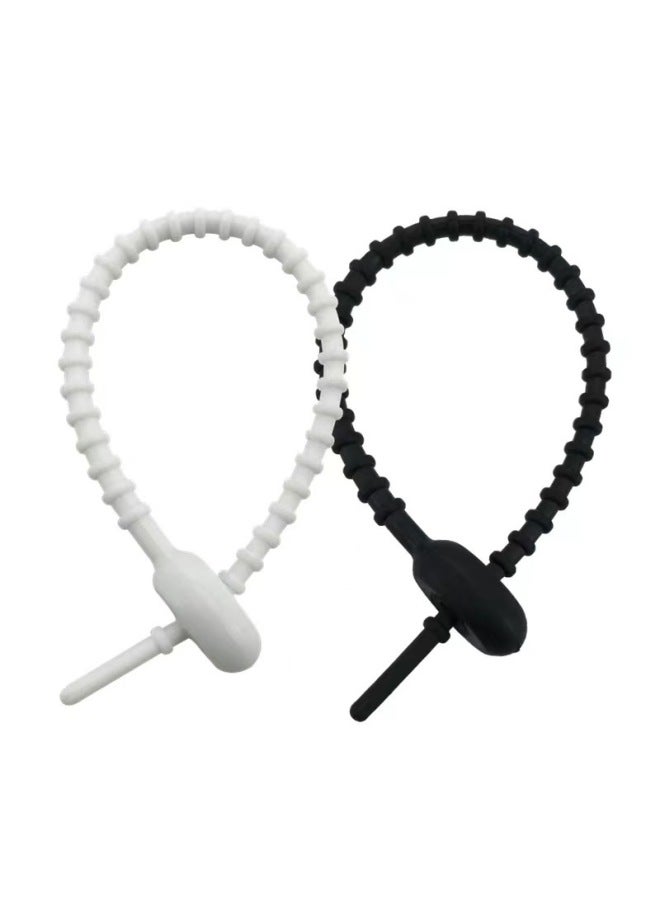 Loquat Color Tadpole Silicone Cable Tie 12 15 18cm Lanyard Winder Packaging Cable Tie With Data Cable Storage Rope-Color:120mm. Red - Image 5