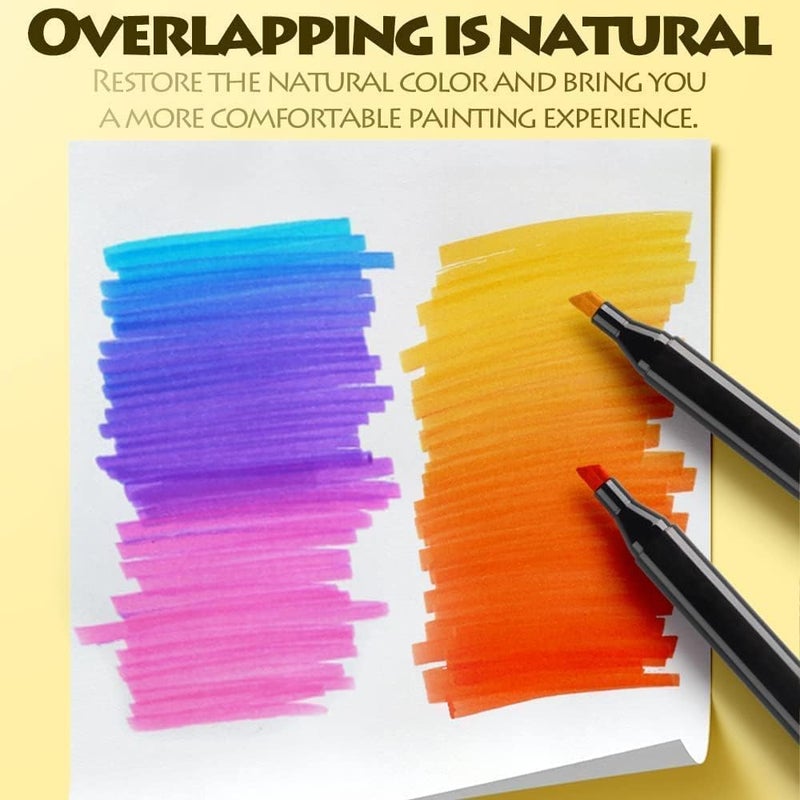 TEKCOOL أقلام تلوين فنية ملونة ذات طرفين 24 لون مع حقيبة حمل للرسم والتخطيط والخط والرسم - أقلام تلوين دائمة ذات رأس مزدوج للأطفال والبالغين، متعددة الألوان (24) - Image 5