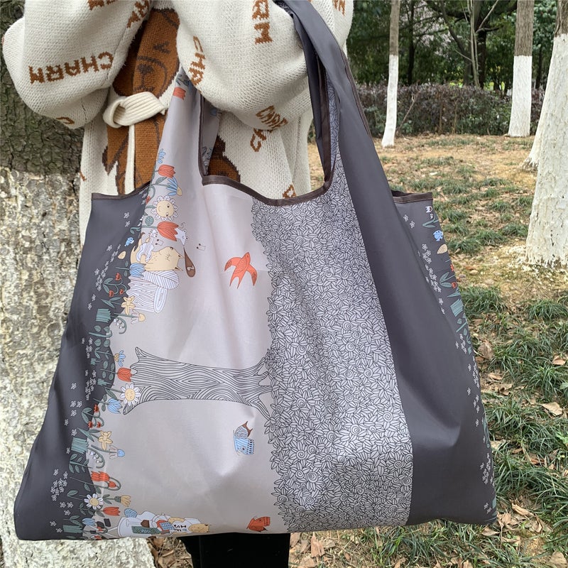 Japanese Cartoon Foldable Environmental Protection Bag Oxford Cloth Environmental Protection Shopping Bag Portable Storage Bag Large Supermarket Shopping Bag - Image 1