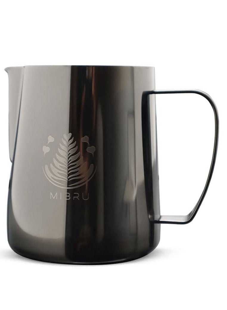 ميبرو بتشر حليب مع مقياس لتحضير القهوة و الكابتشينو وتبخير احترافي إبريق لصنع رغوة الحليب من الستانلس ستيل اسود 400 مل - Image 3