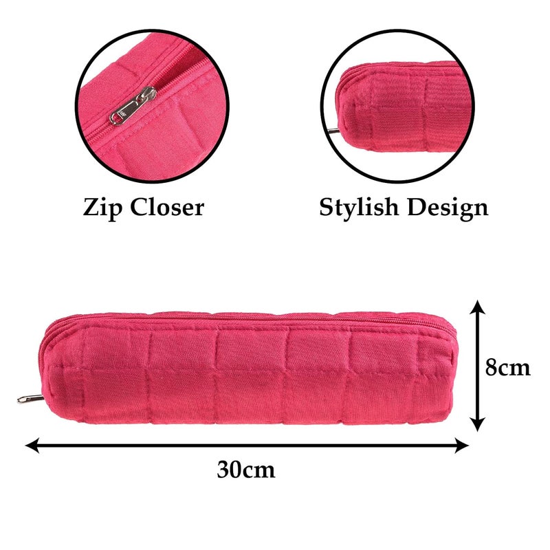 Kuber Industries Kuber Industries Single Rod Bangle Box | Polyester Watch Organizer for Small Jewellery | Travelling Bracelets Organizer with Zipper | Pink - Image 3