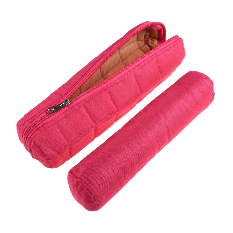 Kuber Industries Kuber Industries Single Rod Bangle Box | Polyester Watch Organizer for Small Jewellery | Travelling Bracelets Organizer with Zipper | Pink - Image 2