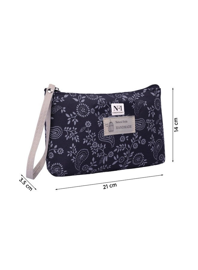 NFI essentials Print Makeup Pouches for Women Small Stylish Pouch for Makeup Accessories Travel Pouch Cosmetic Pouches Toiletry Bag for Women Make up Pouch for Girls Blue Dark Blue - Image 4
