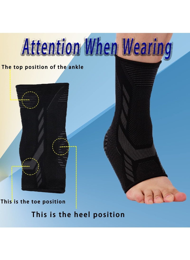 YQbest - Ankle Compression Sleeve Plantar Fasciitis Socks for Women and Men, Brace Foot Achilles Tendonitis Stabilizer 1Pair Black Medium - Image 1