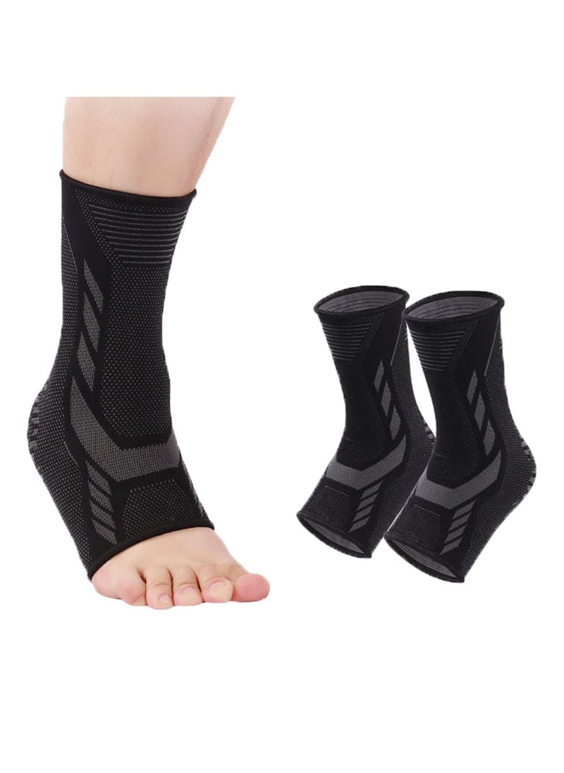 YQbest - Ankle Compression Sleeve Plantar Fasciitis Socks for Women and Men, Brace Foot Achilles Tendonitis Stabilizer 1Pair Black Medium - Image 1