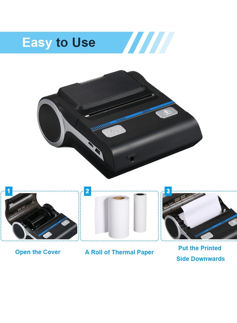 Portable Mini Wireless Thermal 80mm High BT Quality Printer Receipt Printer for Mobile  - Image 3
