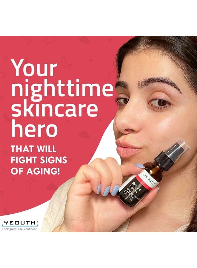 Yeouth Retinol Serum for Face with Hyaluronic Acid, Hydrating Night Serum for Face, Retinol for Acne, Wrinkle & Dark Spots, Anti Aging Serum, Retinol for Face, Skin Care Face Serum for Men & Women by YEOUTH - Image 2