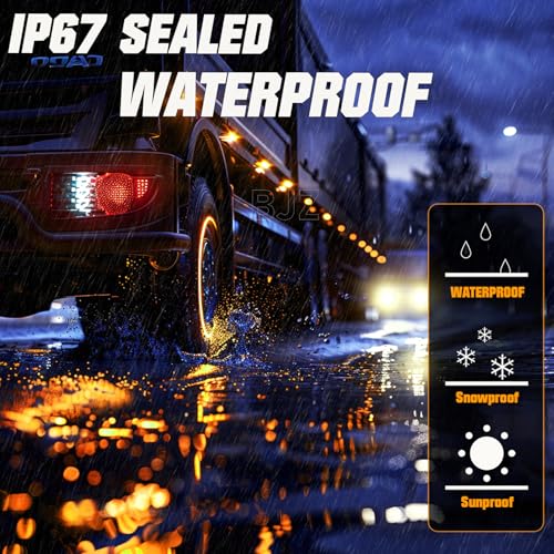 BJZ 3.8" Strobe+Steady Marker Lights Strip Dual Function Amber Trailer LED Side Clearance Tail Griller Flash Lights 12V Turn Signal Warning Waterproof Light for Trailer Truck Van RV ATV Bus, 10Pcs - Image 4