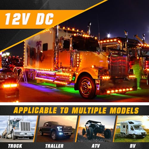 BJZ 3.8" Strobe+Steady Marker Lights Strip Dual Function Amber Trailer LED Side Clearance Tail Griller Flash Lights 12V Turn Signal Warning Waterproof Light for Trailer Truck Van RV ATV Bus, 10Pcs - Image 3