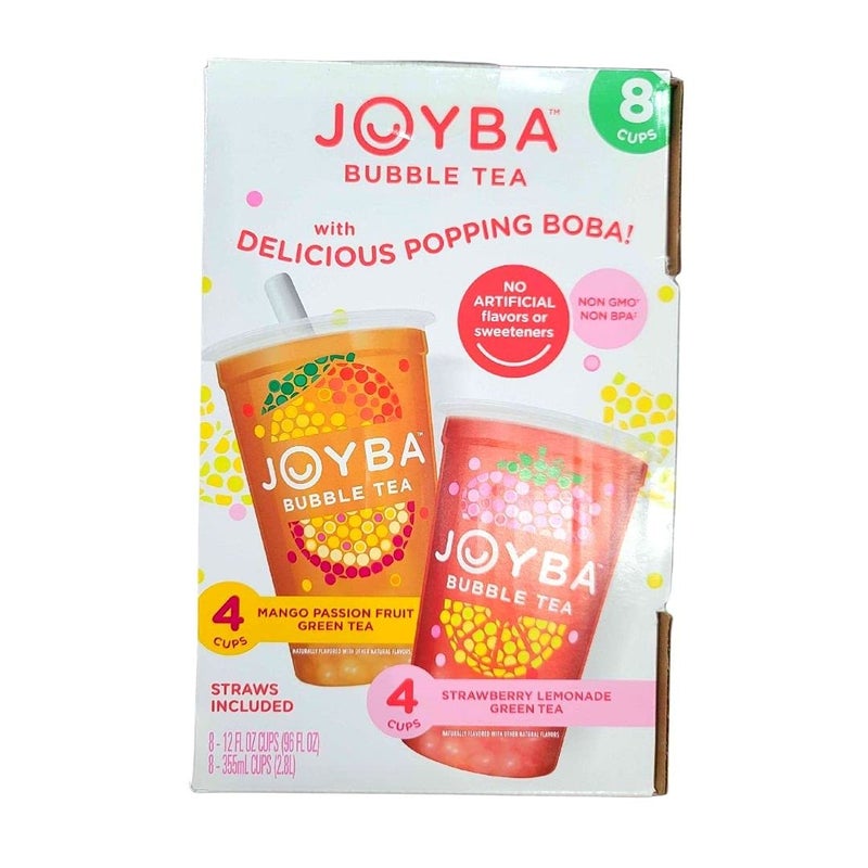 Joyba Bubble Tea, Green Tea Variety Pack, 12 Fluid Ounce (Pack of 8) - Image 1