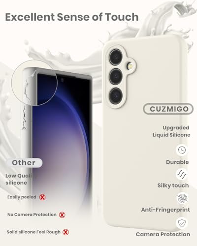 CUZMIGO for Samsung Galaxy S24 FE Silicone Case, Slim Fit Premium Liquid Silicone Shockproof Phone Cover, Upgraded Camera Protection and Microfiber Lining 6.7 inch, Off White - Image 3