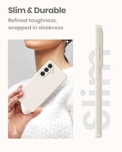 CUZMIGO for Samsung Galaxy S24 FE Silicone Case, Slim Fit Premium Liquid Silicone Shockproof Phone Cover, Upgraded Camera Protection and Microfiber Lining 6.7 inch, Off White - Image 2