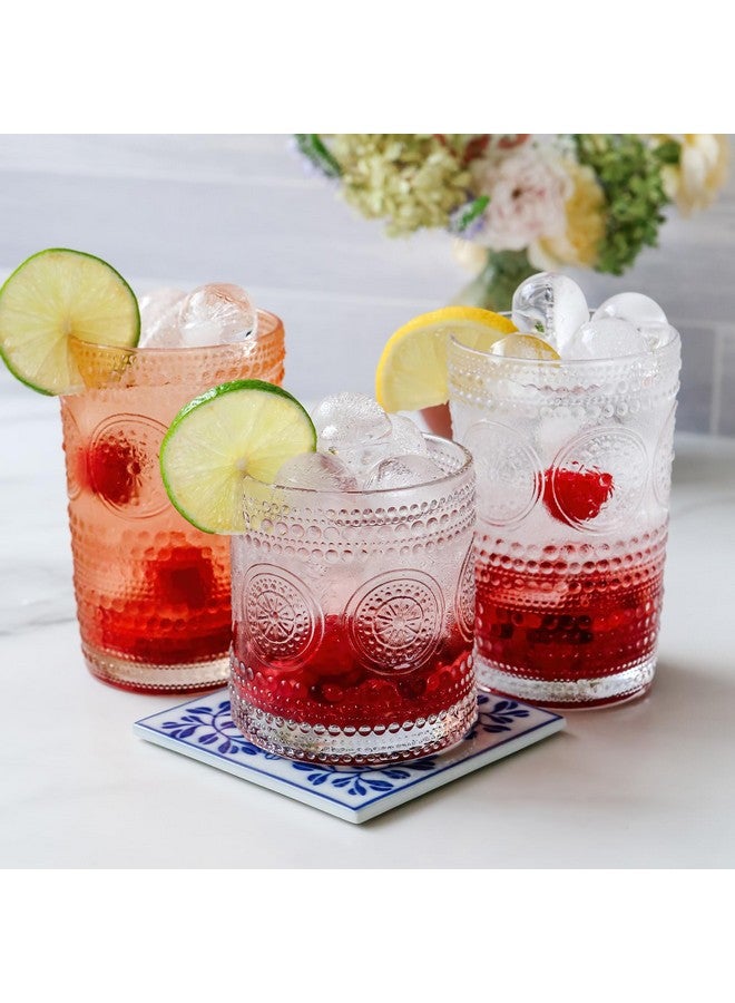 Kate Aspen Hobnail Beaded Floral Clear Drinking Glasses Set of 6, (10 oz) Vintage Glassware Set Cocktail Glass Set, Juice Glass, Water Cups | Great Hostess Gift & Gift for New Home Owners - Image 4