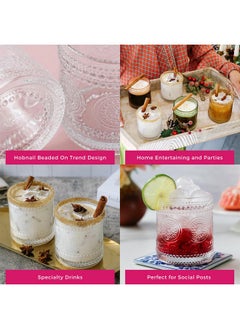 Kate Aspen Kate Aspen Hobnail Beaded Floral Clear Drinking Glasses Set of 6, (10 oz) Vintage Glassware Set Cocktail Glass Set, Juice Glass, Water Cups | Great Hostess Gift & Gift for New Home Owners  - Image 5
