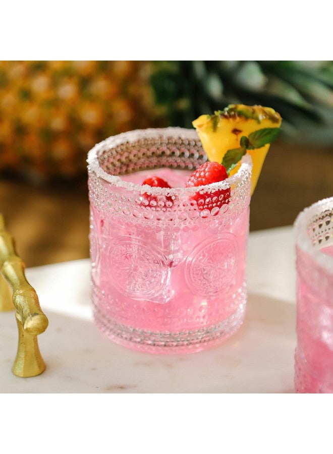 Kate Aspen Hobnail Beaded Floral Clear Drinking Glasses Set of 6, (10 oz) Vintage Glassware Set Cocktail Glass Set, Juice Glass, Water Cups | Great Hostess Gift & Gift for New Home Owners - Image 3