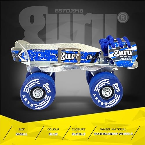 GURU Roller Skates, for Baby, Kids Adjustable Quad - Size 2 UK (Blue) - Image 3