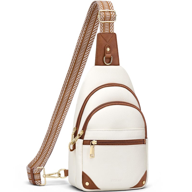SYTRAH Anti Theft Crossbody Bags for Women, RFID Sling Bag Travel Purse, RFID Cross Body Purses Chest Bag for Travel Beige Brown - Image 1
