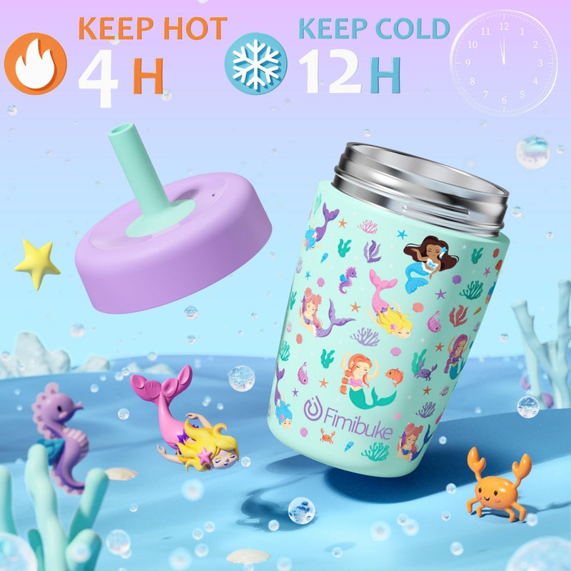Fimibuke Kids & Toddler Cups Spill Proof, 12 OZ Insulated Sippy Cups for Toddlers Boys Girls, BPA-Free Toddler Straw Tumbler, Stainless Steel Kids Water Bottle with Twist Lids & Silicone Straw, 2 Pack - Image 4