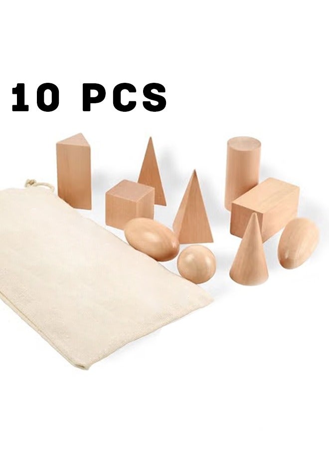 Geometric Solids Guess Game - 3D Shapes Miniature Set -Wooden Montessori Toys - Ages 3 and Up - Image 1