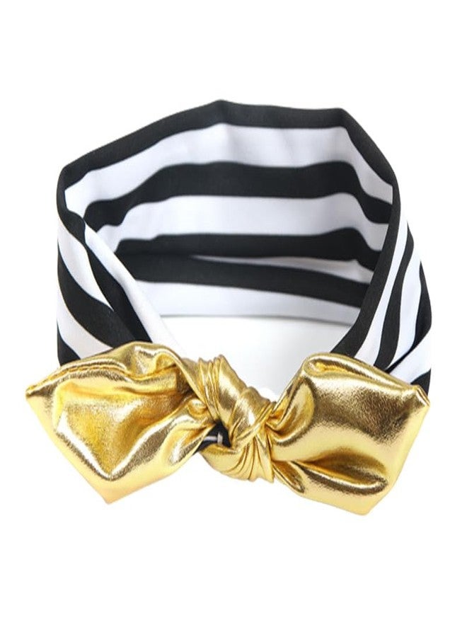 KINFENE Baby Girl's Fashion Black Stripe Gold Bow Hair Hair Bands - Image 1
