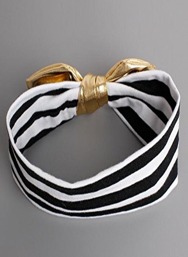 KINFENE Baby Girl's Fashion Black Stripe Gold Bow Hair Hair Bands - Image 4