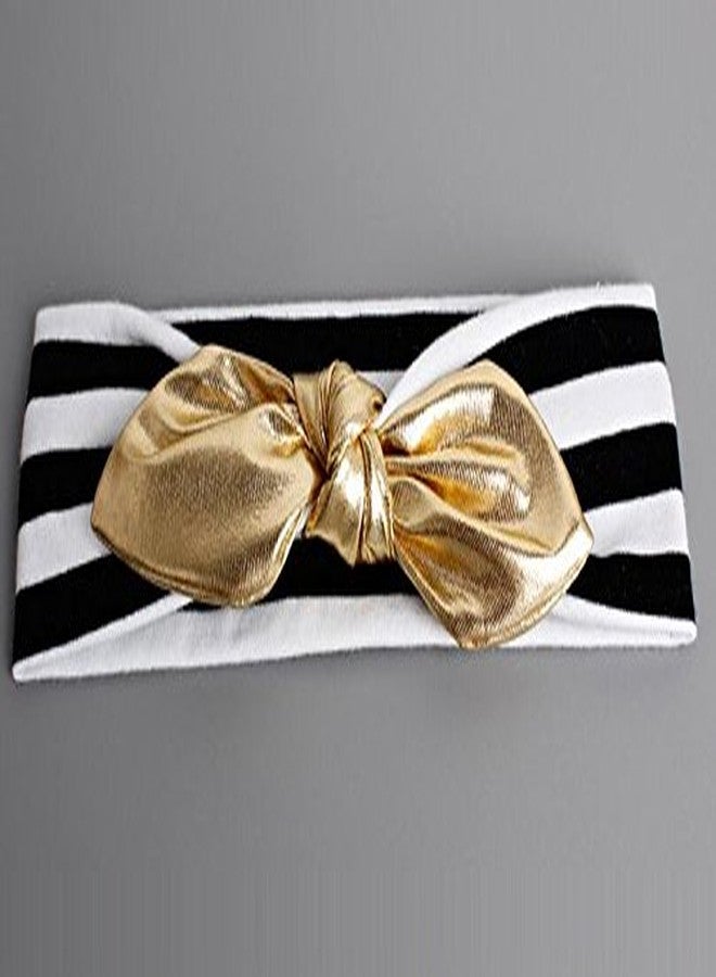 KINFENE Baby Girl's Fashion Black Stripe Gold Bow Hair Hair Bands - Image 5
