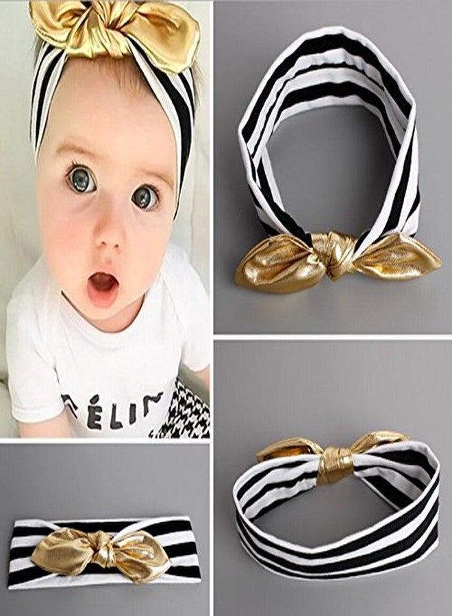 KINFENE Baby Girl's Fashion Black Stripe Gold Bow Hair Hair Bands - Image 2