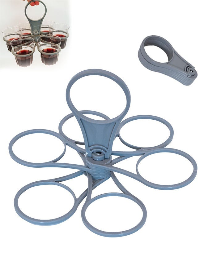 Foldable 6-Cup Rotating Drink Holder - Space-Saving, Ergonomic Design, Durable and Sturdy, Perfect for Travel and Home Use 1Pcs - Image 1