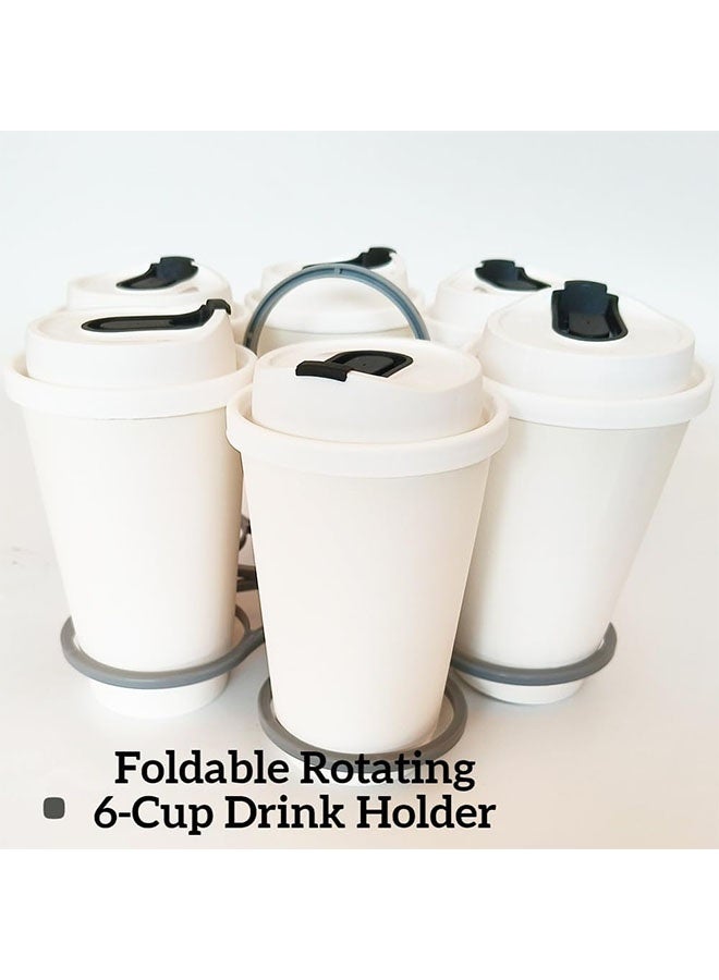 Foldable 6-Cup Rotating Drink Holder - Space-Saving, Ergonomic Design, Durable and Sturdy, Perfect for Travel and Home Use 1Pcs - Image 2