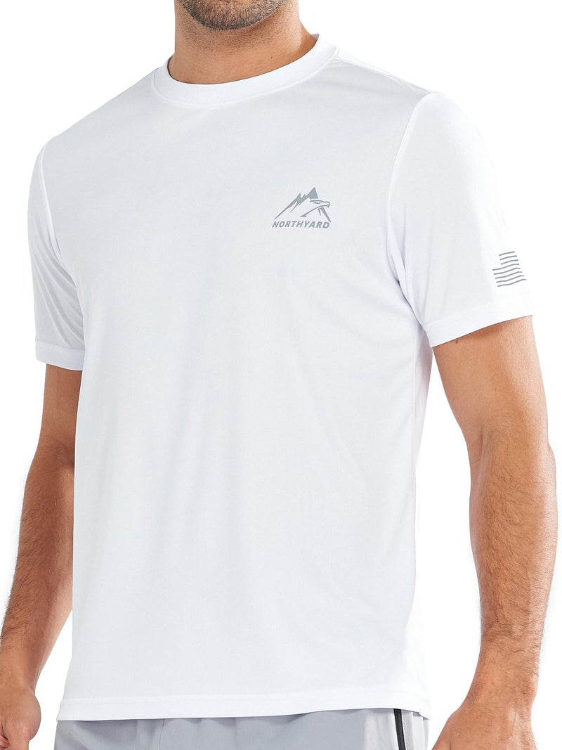 NORTHYARD Men's UPF 50+ Sun Protection Shirts Swim SPF UV Quick Dry Short Sleeve T-Shirts for Athletic Fishing Rash Guard White M - Image 1