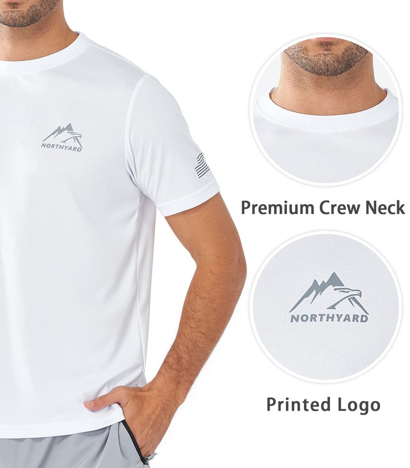 NORTHYARD Men's UPF 50+ Sun Protection Shirts Swim SPF UV Quick Dry Short Sleeve T-Shirts for Athletic Fishing Rash Guard White M - Image 4
