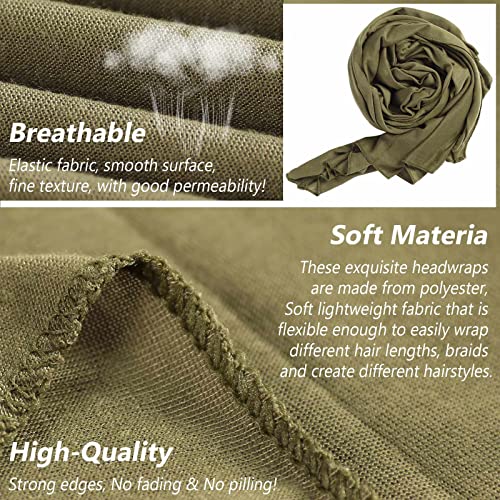 PWEOUKE 4 Pcs Head Wraps for Women Solid Color Soft African Head Scarf for Hair Jersey Turban Long Breathable Head Band Tie for Woman - Image 3
