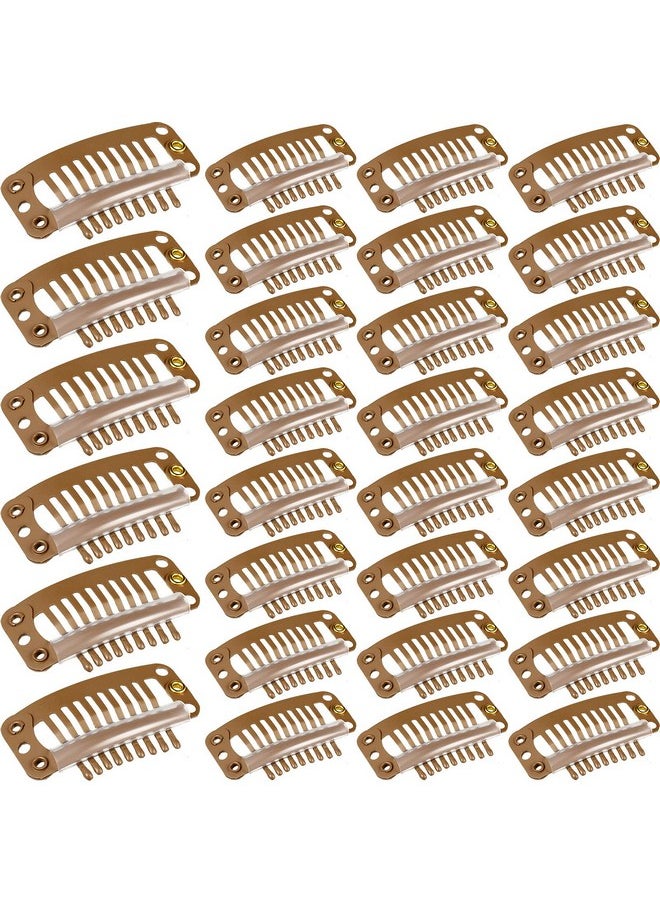 WILLBOND - WILLBOND 30 Pieces 32 mm 9-teeth Hair Extension Clips (Light Brown) for Women Hair Extensions DIY - Image 1