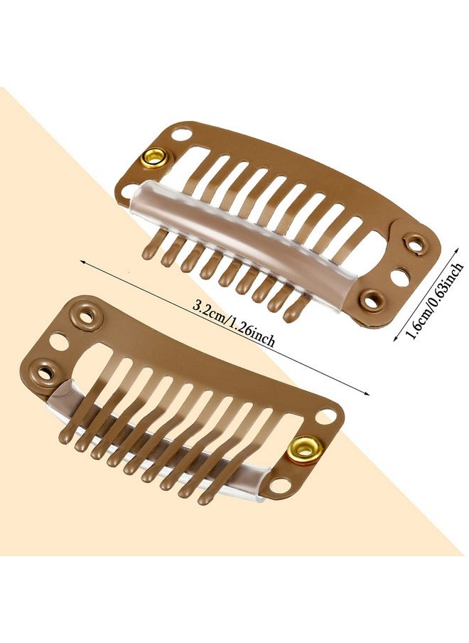 WILLBOND - WILLBOND 30 Pieces 32 mm 9-teeth Hair Extension Clips (Light Brown) for Women Hair Extensions DIY - Image 1