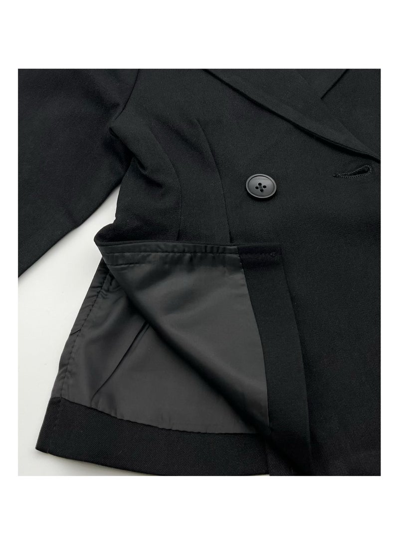 Children's Fashion Girls Autumn and Winter Formal Suit Pleated Short Skirt Set Black Dress Party Uniform Style Sets  - Image 4