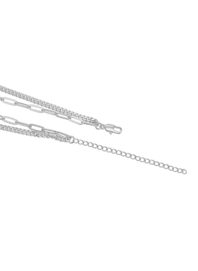 بافوا قلادات بافوي مطلية بالذهب عيار 14 قيراطًا بسلسلة قفل مزدوجة للنساء - مجوهرات سلسلة ممتدة - قلادة من الفضة الإسترلينية عيار 925 مضادة للحساسية - ذهب أبيض - Image 2